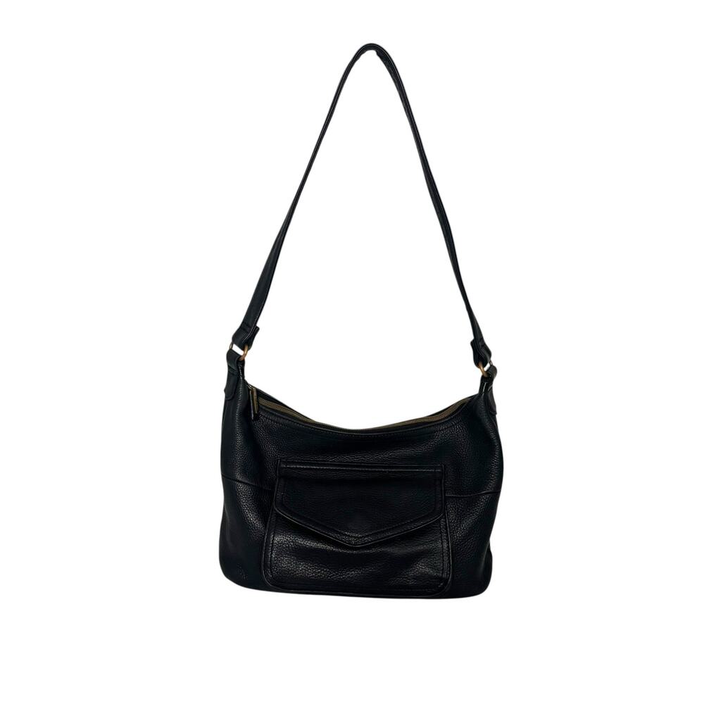 Fossil Vintage Black Leather Bag Shoulder Medium Handbag Purse 90s Y2K 75082